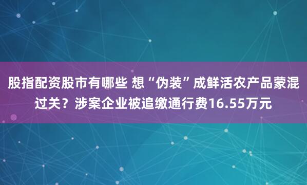 股指配资股市有哪些 想“伪装”成鲜活农产品蒙混过关？涉案企业被追缴通行费16.55万元